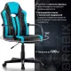 Игровое кресло  "Stripe GM-202", экокожа, черное/голубое, 532509. Фото товара с разных ракурсов.